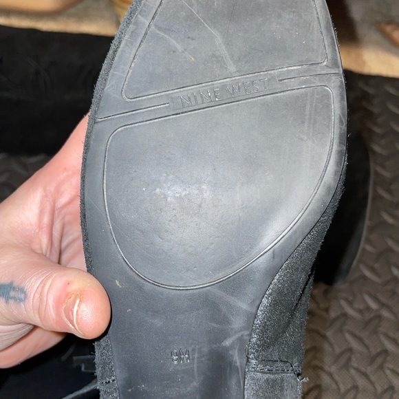 ❌SOLD❌Nine West Vapretaport Black Suede OTK Boots w/ Side Fringe Size 9M - Picture 8 of 10